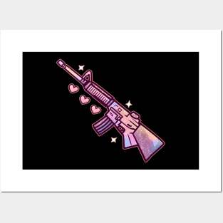 Cute Pastel Goth Machine Gun - Soft Grunge Gift Posters and Art